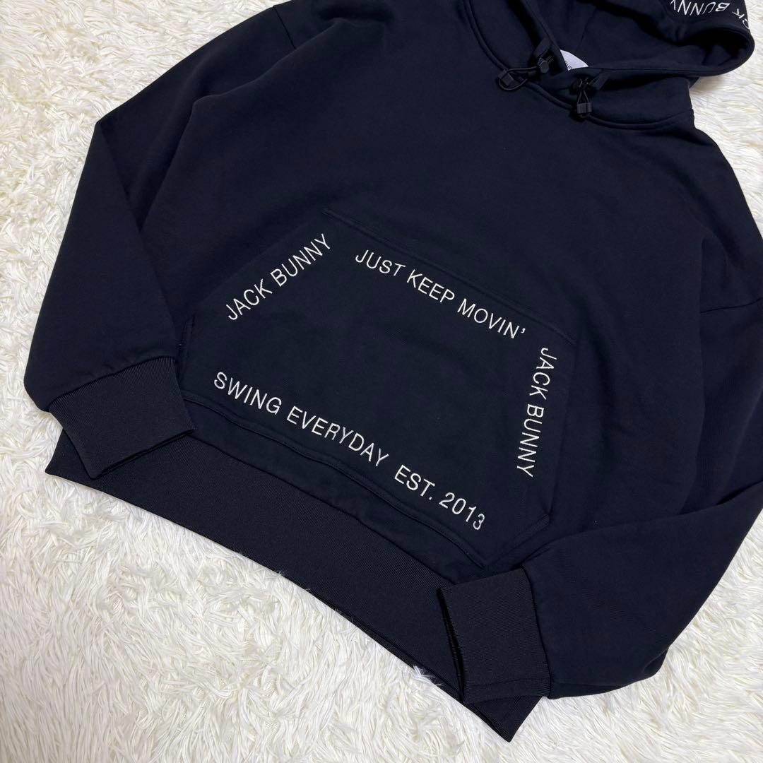 極美品 【4】ジャックバニー jack bunnyパーカー　黒 ロゴ　完売品
