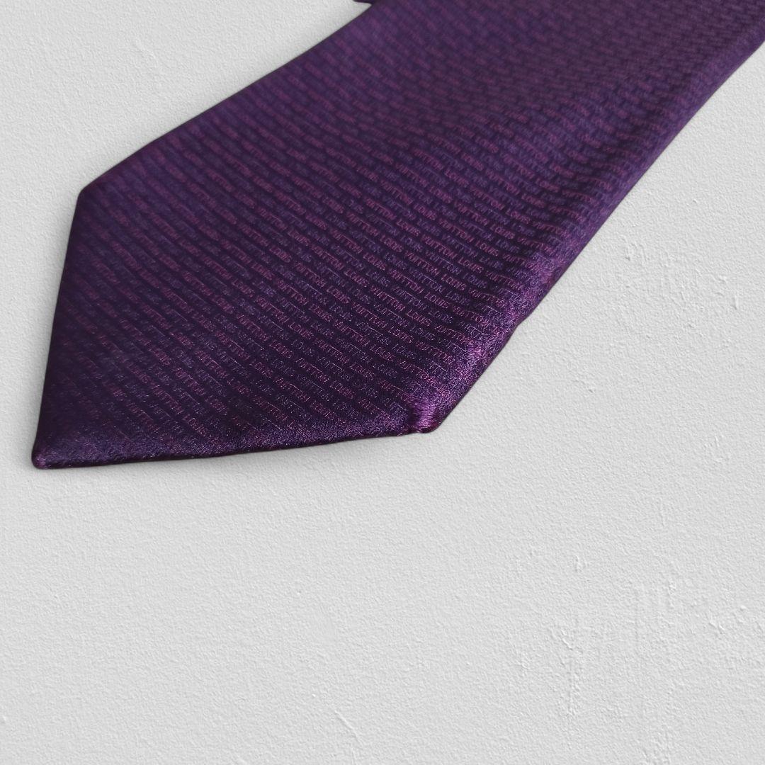 ルイヴィトン ネクタイ シルク パープル 高級 肉厚 総柄
