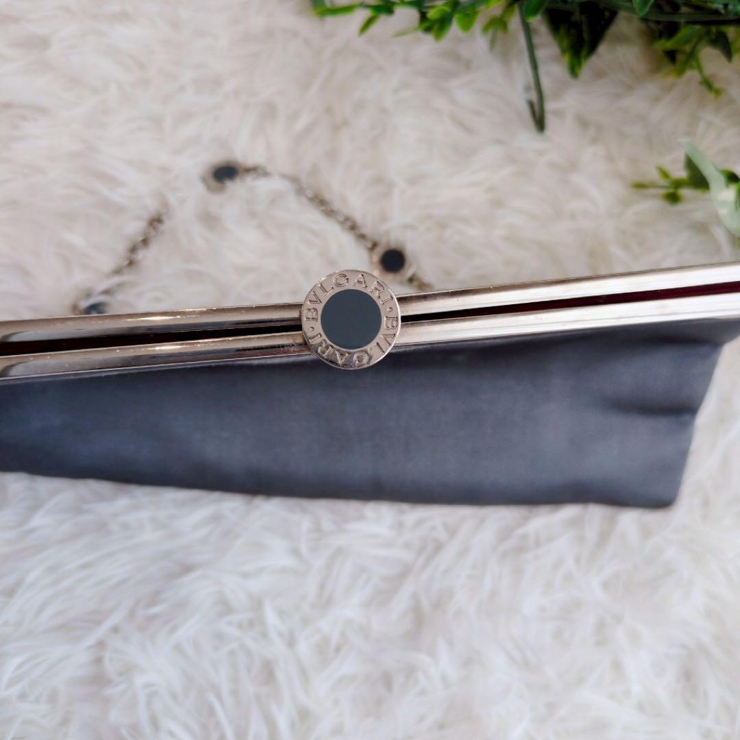 ◾︎レア◾︎ ブルガリ グレー サテン クラッチ パーティ チェーン バッグ ポーチ