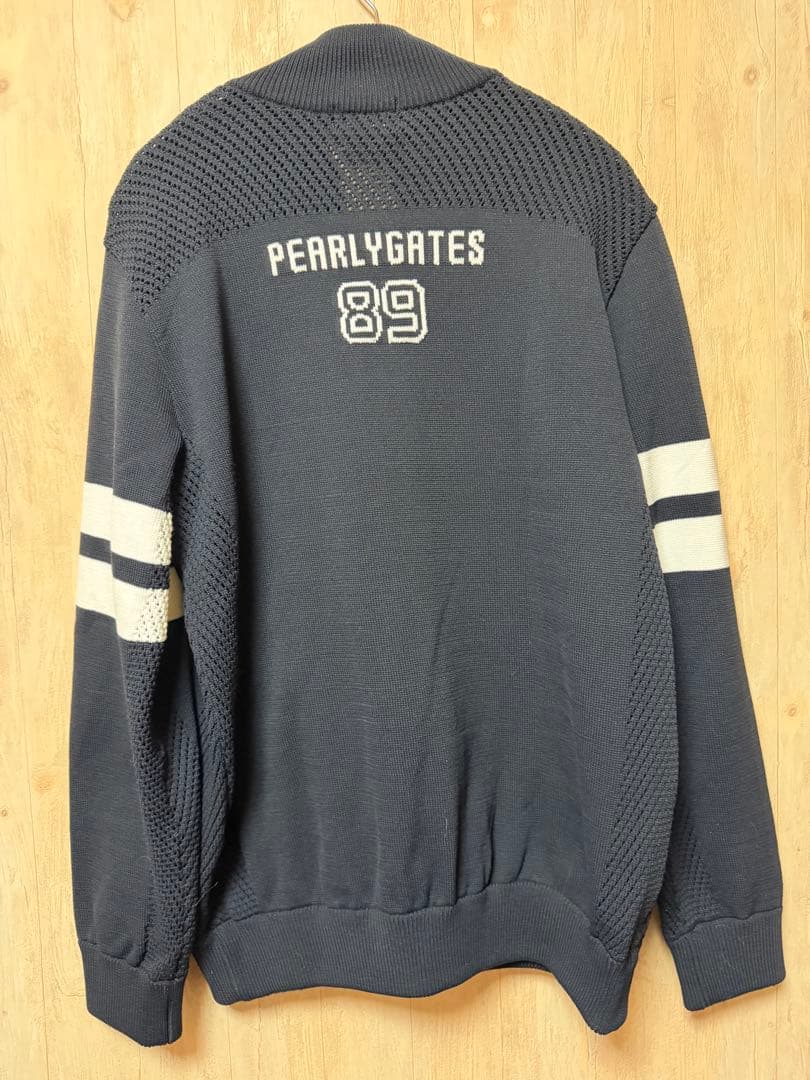 【超美品】パーリーゲイツ ジップアップ ニットブルゾン メッシュ濃紺 5