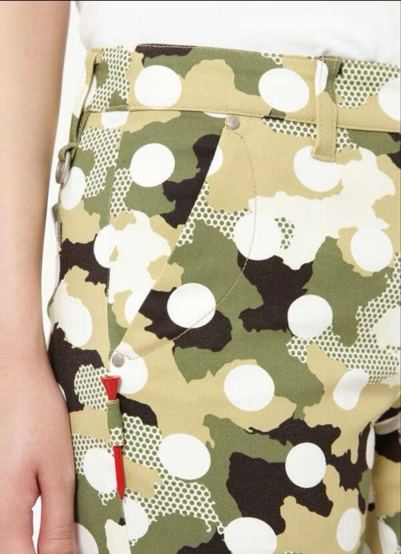 未使用 タグ付 パーリーゲイツ カモフラ柄パンツ 0 S レディース ドット