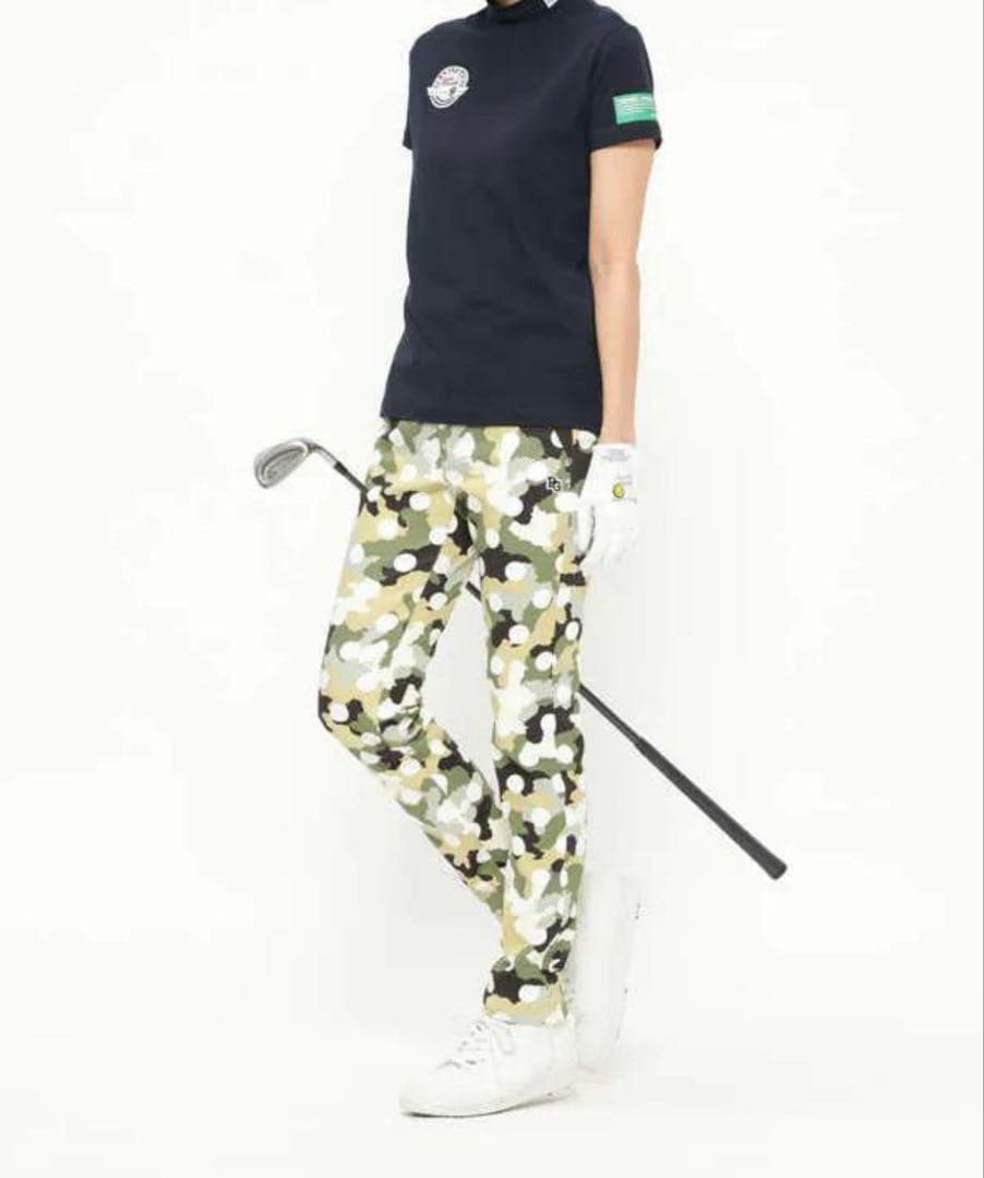 未使用 タグ付 パーリーゲイツ カモフラ柄パンツ 0 S レディース ドット