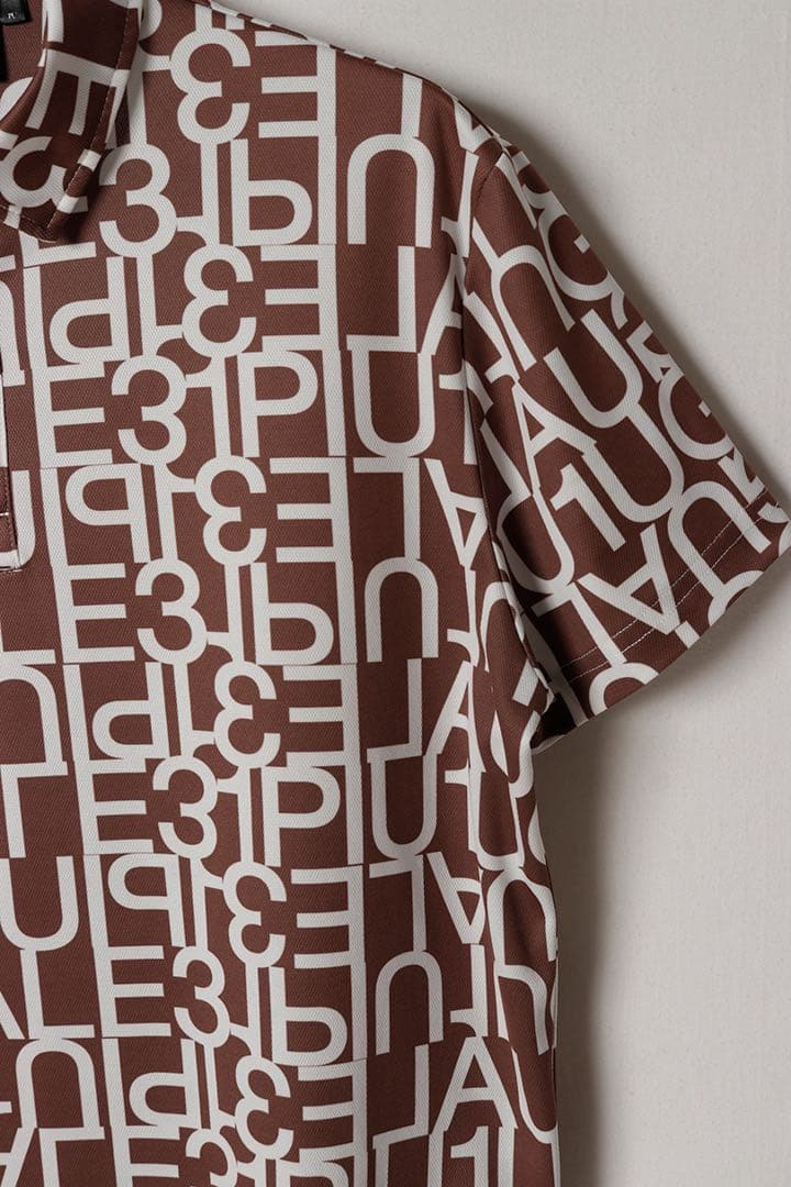 ☆1PIU1UGUALE3 GOLFゴルフロゴプリントポロシャツレアカラー